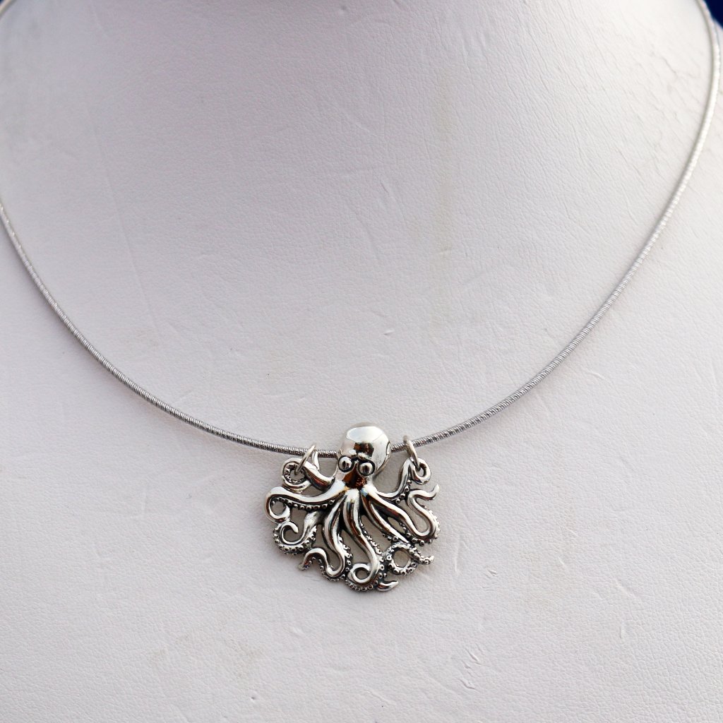 Sterling Silver Octopus Pendant Necklace